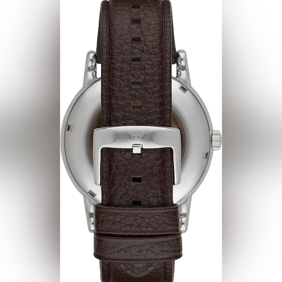 Emporio Armani Luigi AR1982 Automatic Skeleton Dial Leather Strap Men's Watch - Picture 7 of 16